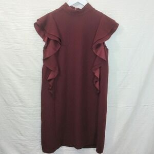 Kate Spade Crepe Flutter Sleeveless‎ Shift Dress Magic Midnight Wine Red Sz 6